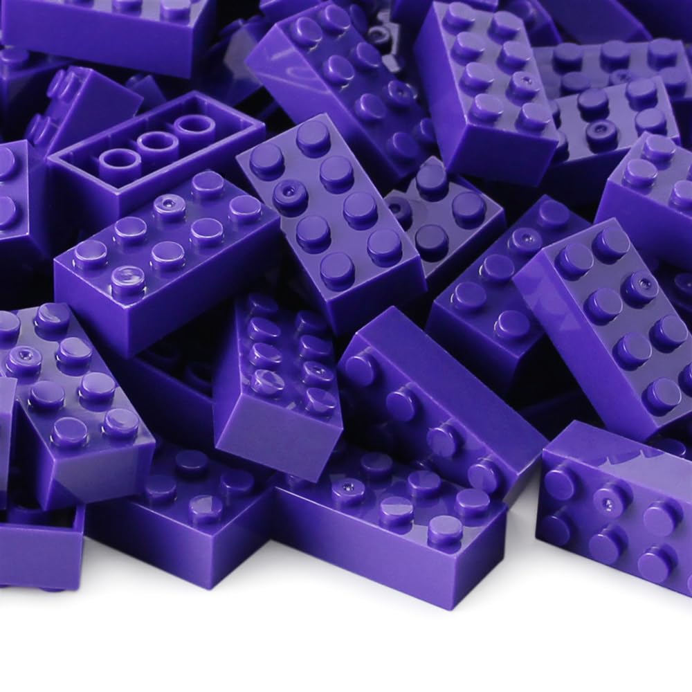 Feleph 100Pcs 2X4 Bricks Dark Purple Pieces Parts Classic Building Kit Creative Play Set Basic Blocks Toy Accessories Compatible With 3001 Major Brands