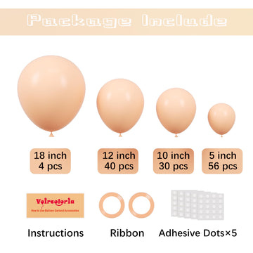 Voircoloria 130Pcs Pastel Orange Balloons Different Sizes 18'' 12'' 10'' 5'' Peach Latex Balloon Garland Arch Kit For Birthday B