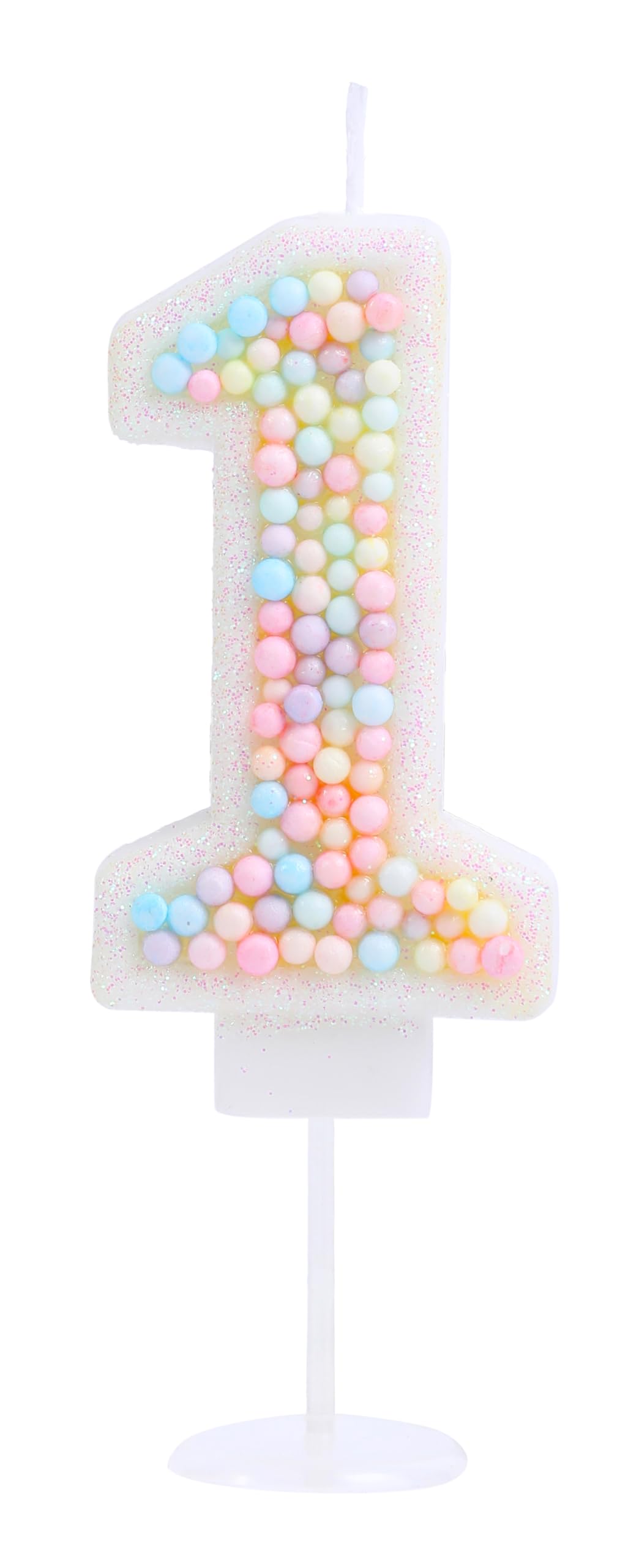 EAKE 1 Birthday Candle Macaron Glitter 3D Number 1 Candles for Birthday Cakes Girl Women Sweet Theme One Years Old Birthday Wedd