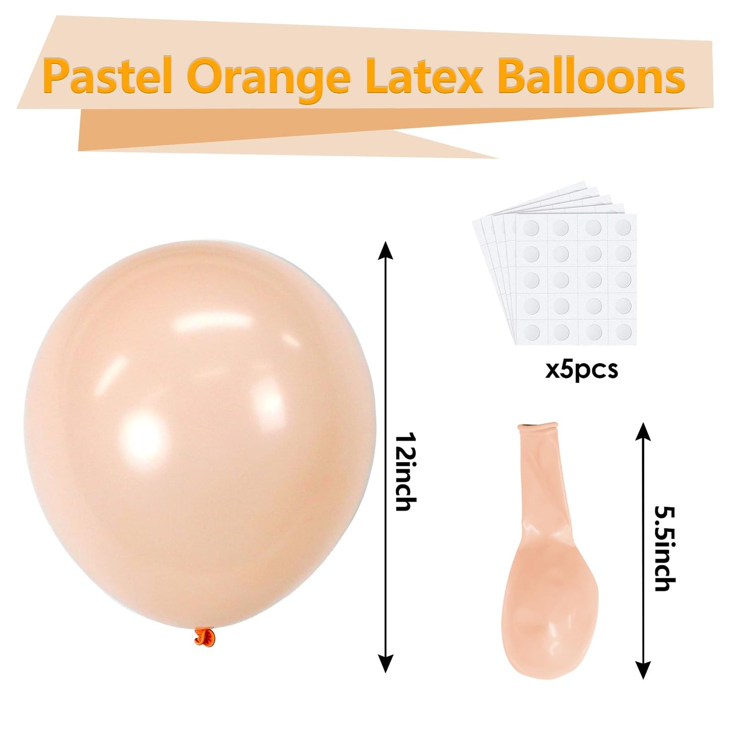Bezente Pastel Orange Latex Party Balloons - 100 Pack 12 Inch Round Helium Light Orange Peach Balloons For Baby Shower Wedding B