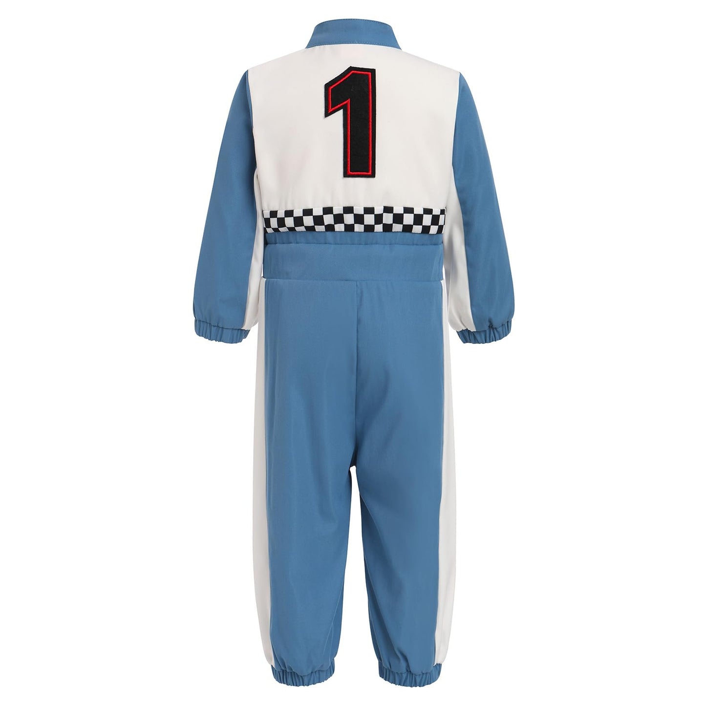 Ibtom Castle Baby Race Car Driver Costume: Toddler Boy Girl 1St Birthday Party Outfit Halloween Speed Racing Suit Long Sleeve Romper Dress Up Checkered Jumpsuit For Photo Shoot Blue-1 9-12 Months