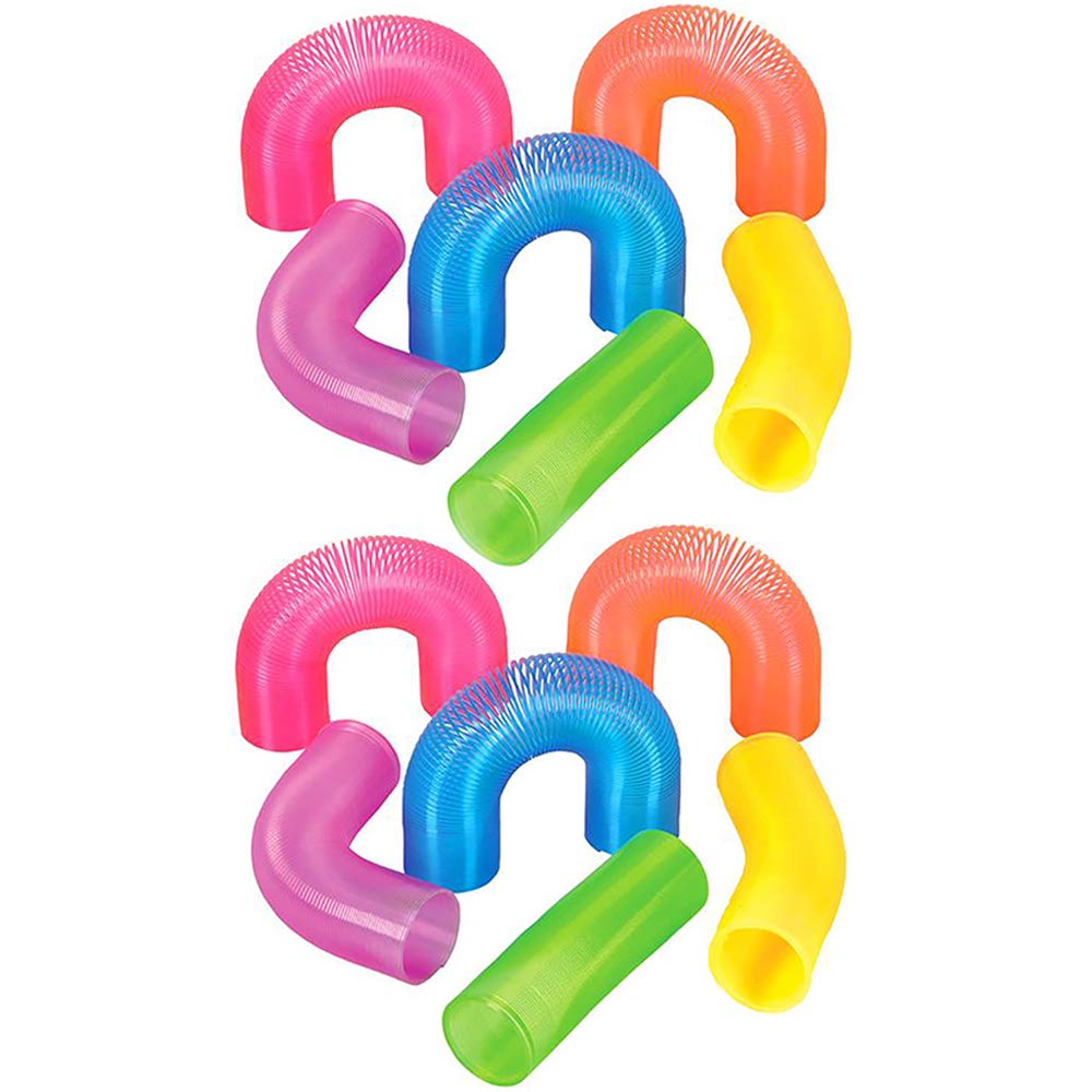 The Dreidel Company Plastic Coil Spring, Super Long, Variety Of Colors, Goody Bag Fillers, Party Favor For Kids, 4'' (12-Pack)