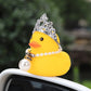 Wonuu Car Duck Decoration Dashboard Ornament For Dashboard Decoration Rubber Accessories With Pearl Necklace Crown Mini Swim Ring And Sunglasses