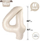 Cream Number 4 Balloon 40 Inch, 4 Balloon Number, 4Th Birthday Decorations, Cream Party Supplies For Boys Girls