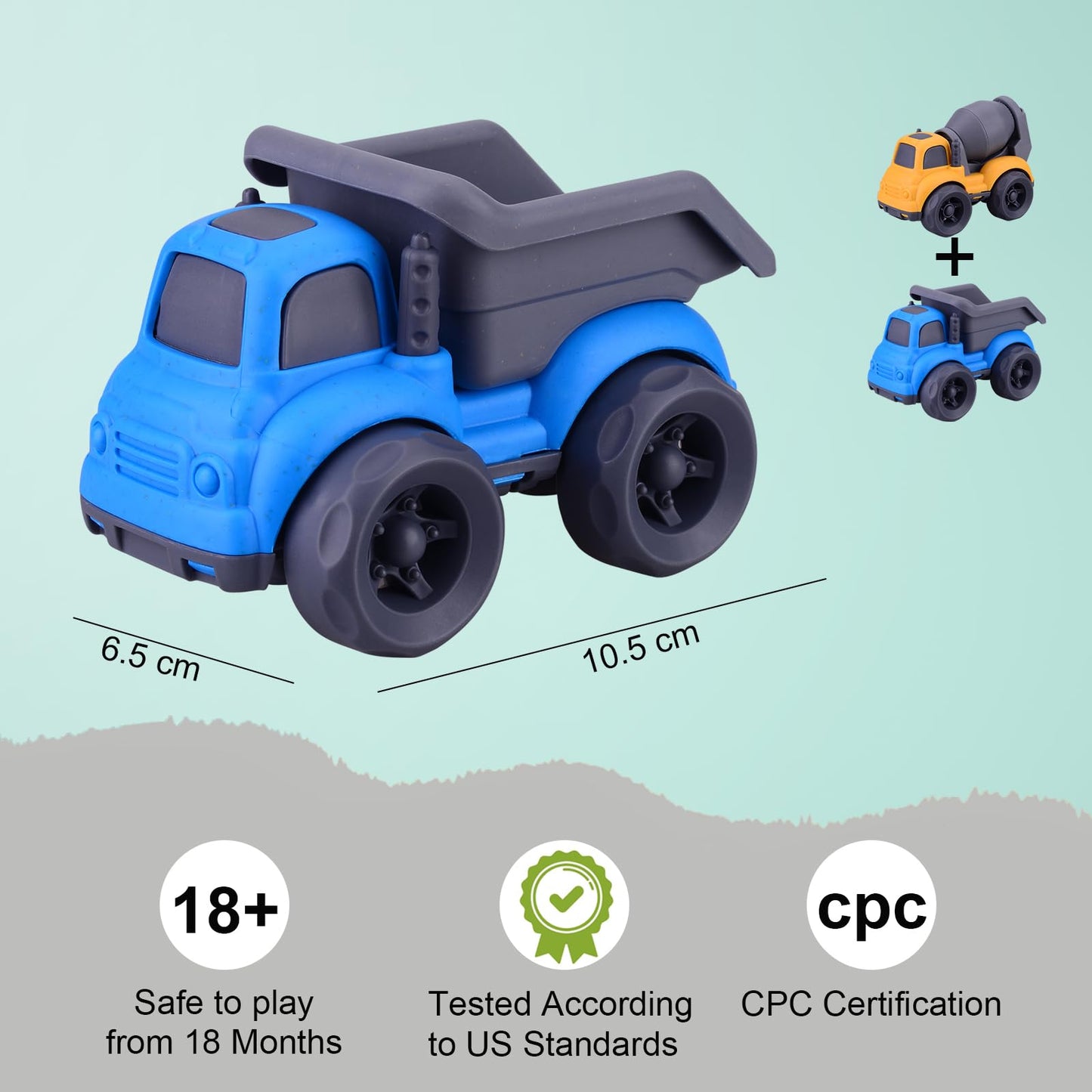 Aigitoy Toddler Car Toys For 3 4 5 Year Old, Bpa Free, Phthalates Free, Pvc, Dump Truck, Mixer Cement, Easter Basket Christmas B