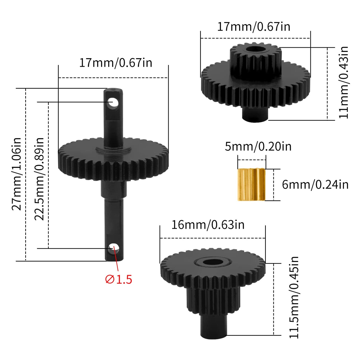 OGRC Metal Steel 16.6:1 High Range Transmission Gear Set Gearbox Gears with 11 Tooth Motor Pinion for TRX4M 1/18 RC Crawler Car