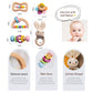 Wooden Baby Rattle Toys 5 Pcs Rattle Set For Babies 0-6-12 Months Bunny Crochet Rattle Ring With Gift Box Wooden Montessori Toy For Newborn Infant Baby