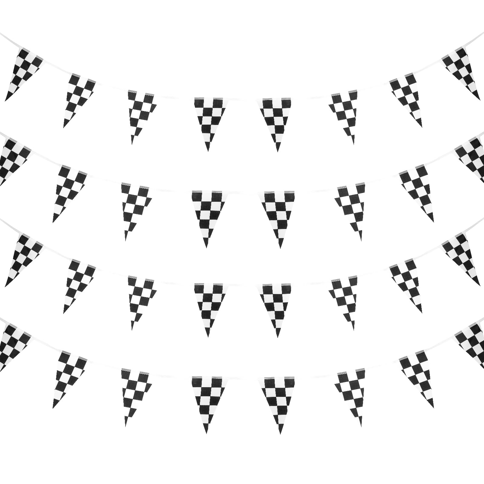 Tyqour 2Pcs Black & White Checkered Flag Banner, Double Sided Racing Pennant Banner Flags, Car Themed Birthday Party Decorations