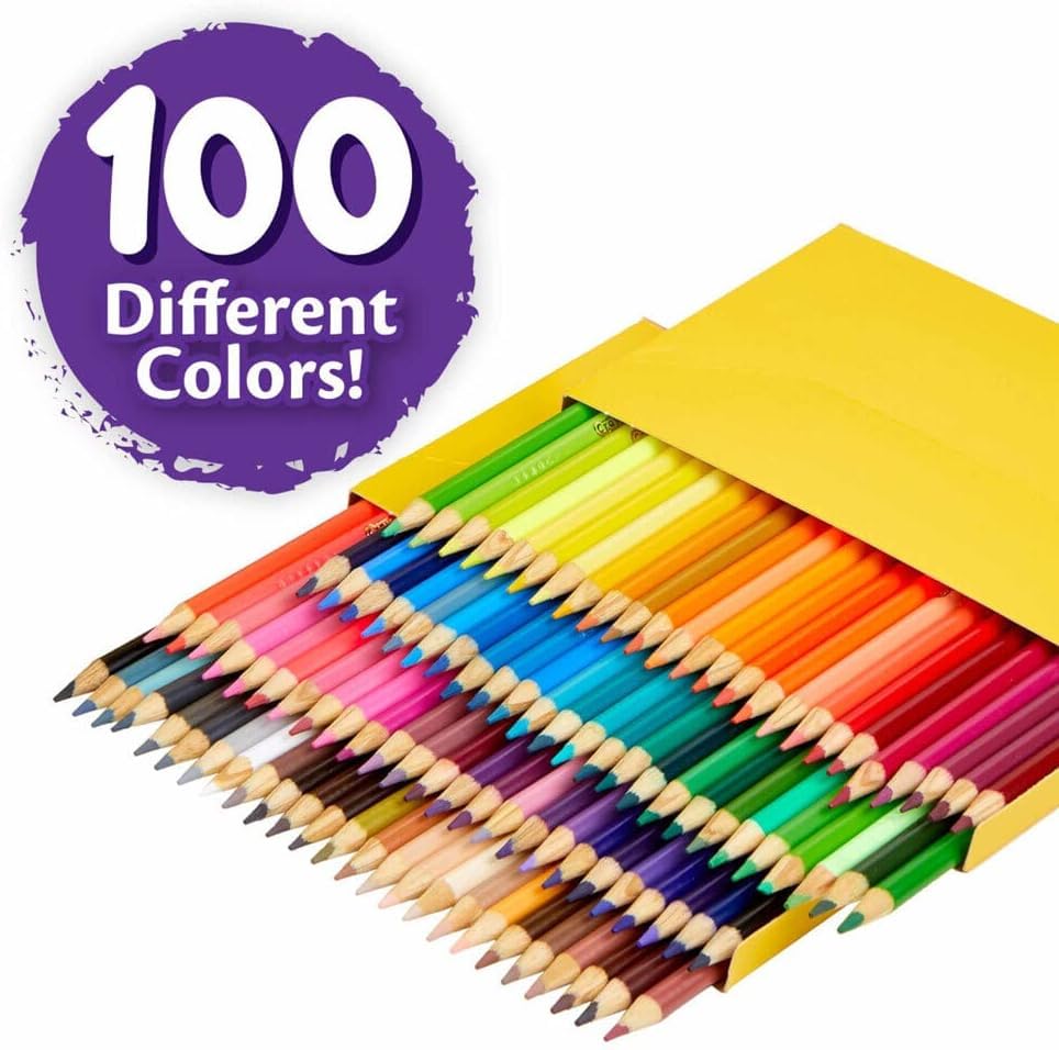 Crayola Colored Pencils, 100 Count, Multicolored, Model 68 8100, Perfect for Art and Coloring Activities