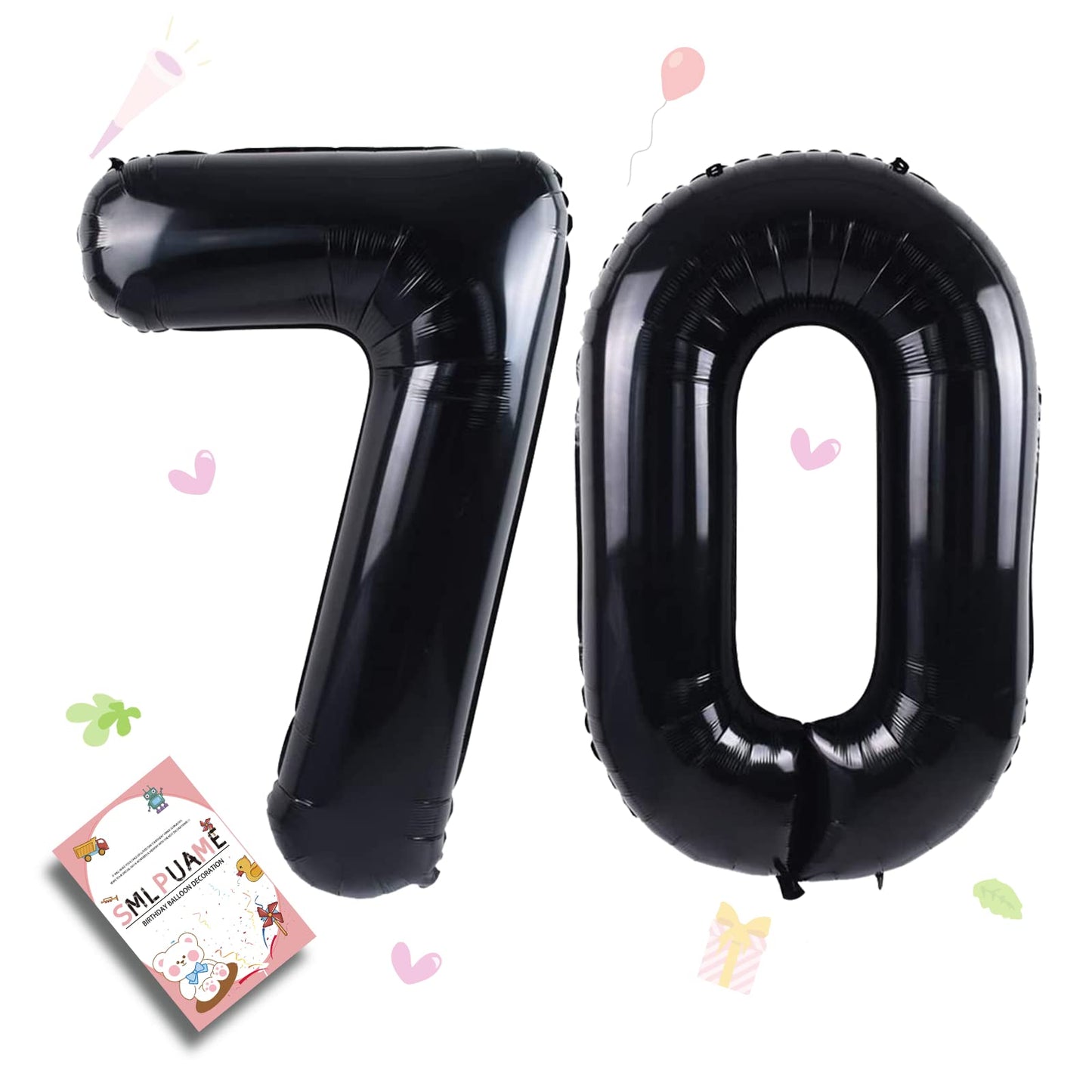 Smlpuame 40 Inch Number Balloon 0-9 Black Large Number 70 Balloons,Digital Balloons For Birthday Party Celebration Decorations S