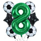 Toniful 32 Inch Soccer Balloons Set 8St Birthday Decoration Green Number 8 Foil Soccer Balloon Black Star Balloons For Children'
