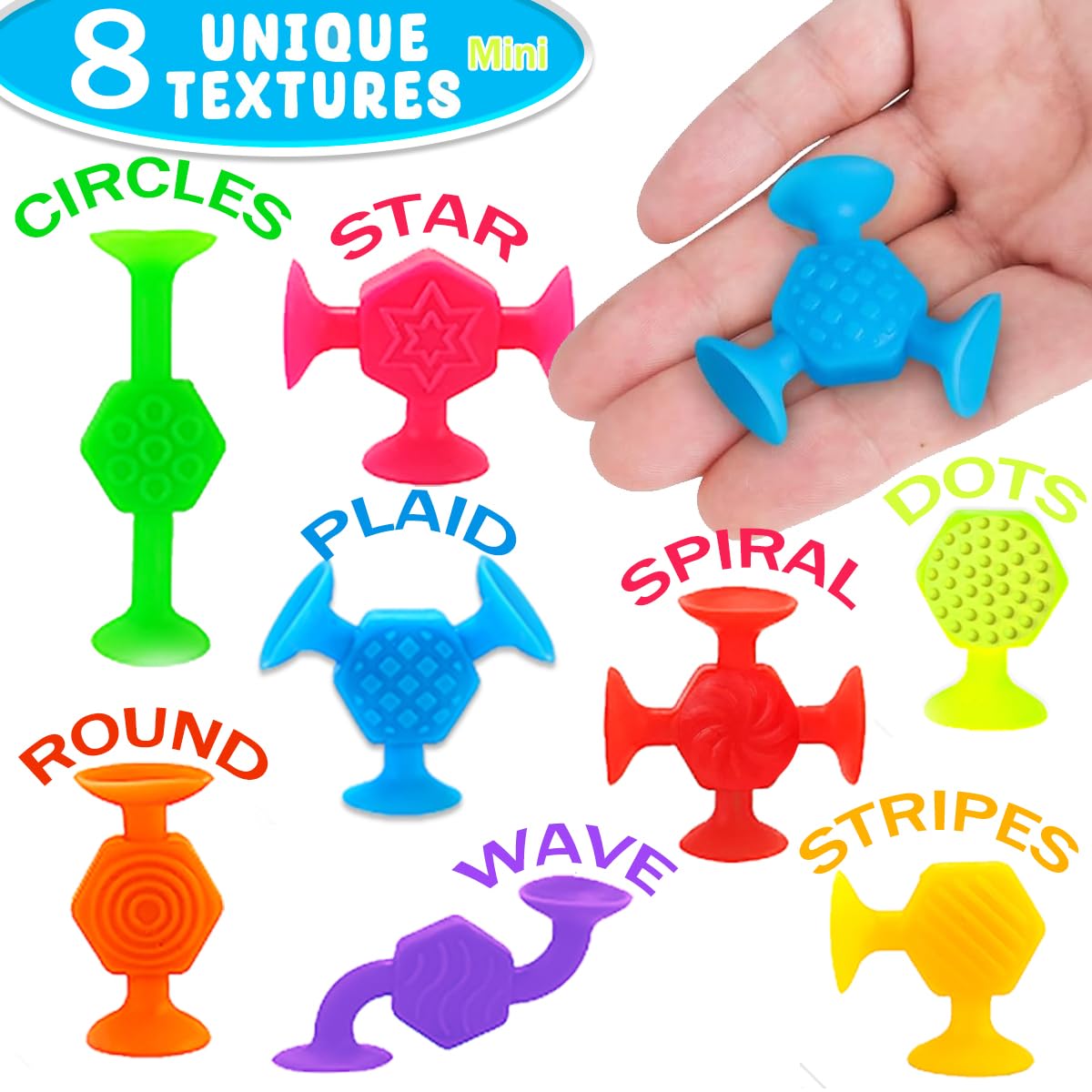 Createview 24 Pcs Bath Toys For Kids Ages 3+, Suction Cup Toys For Autistic Children, Travel Toys Window Toys Stem Learning Toys
