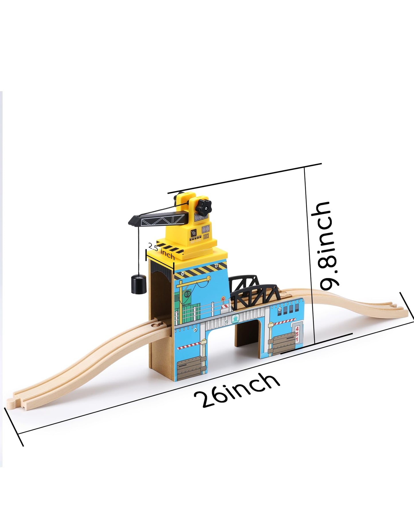 Sainsmart Jr. Wooden Train Set Accessories, Magnetic Rotary Crane Set With Track For Kids Compatible With Thomas, Brio, Chuggington, Melissa And Doug