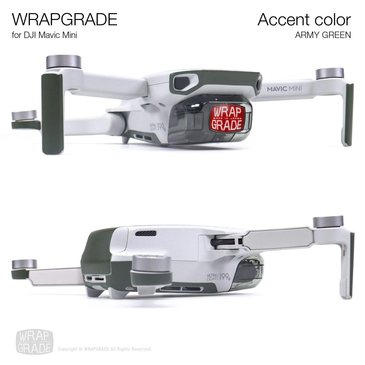 Wrapgrade Skin Compatible With Dji Mavic Mini | Accent Color (Army Green)