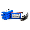 Coonyard (4-Pack) 7.4V 1500mAh Li-ion Battery with SM-4P Plug for Huanqi 961 962 RC Boat UDI902 UDI002 RC Boat 2 Pack with USB C