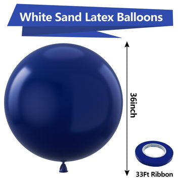 Bezente Giant Navy Blue Balloons - 36 Inch Jumbo Latex - 8 Pack for Baby Showers, Graduations, Weddings, and Parties