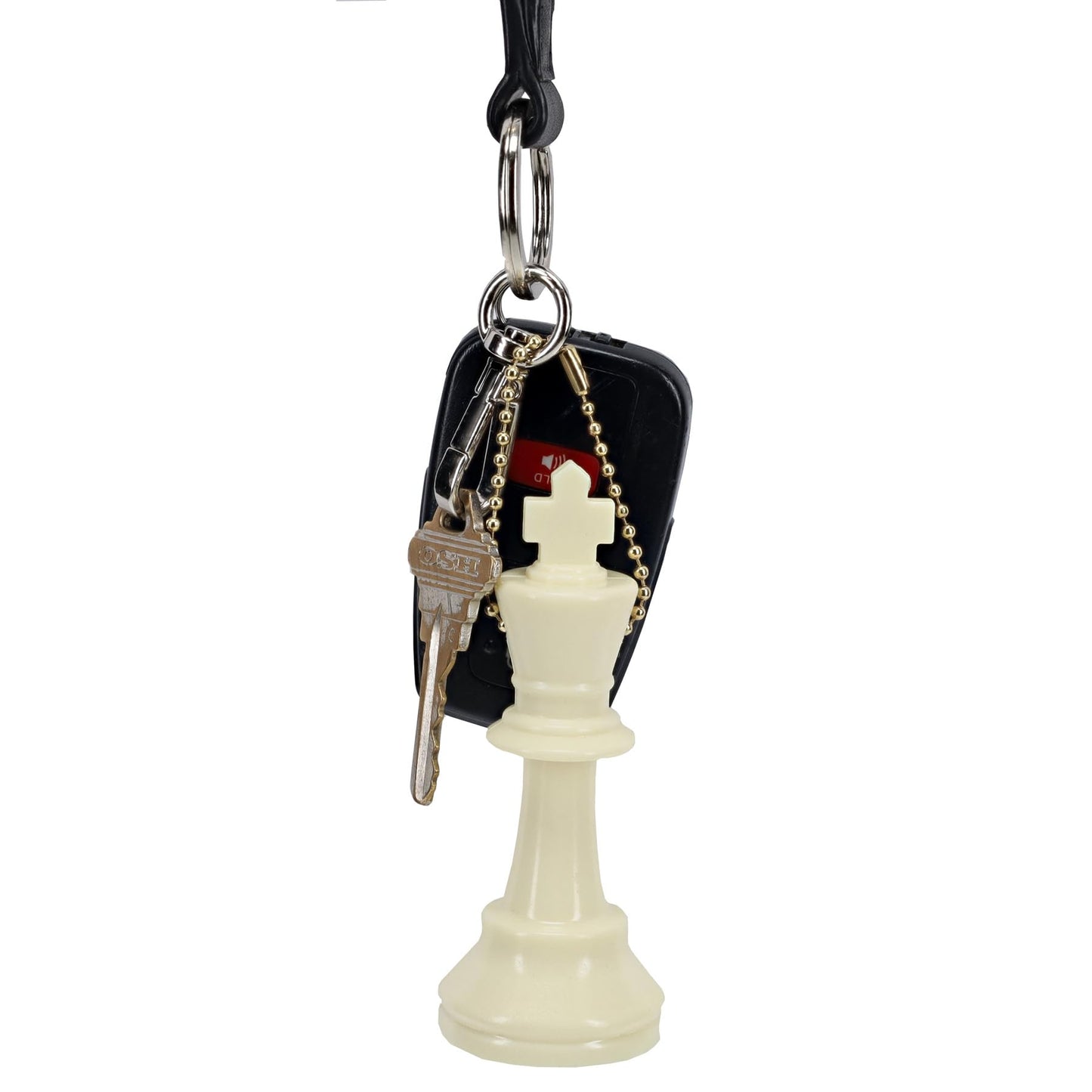 We Games Bulk Keychain Chess Set, 17 White Plastic Chess Pieces W/Chain, Key Ring, Cute Keychain Accessories, Keychain For Men, Car Keys Keychain