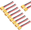 ZHOFONET 5 Pairs XT30 Pigtail,XT30 Male and Female Plug,XT30 Connector Adapter with 10cm 16AWG Silicone Wire for RC Lipo Battery