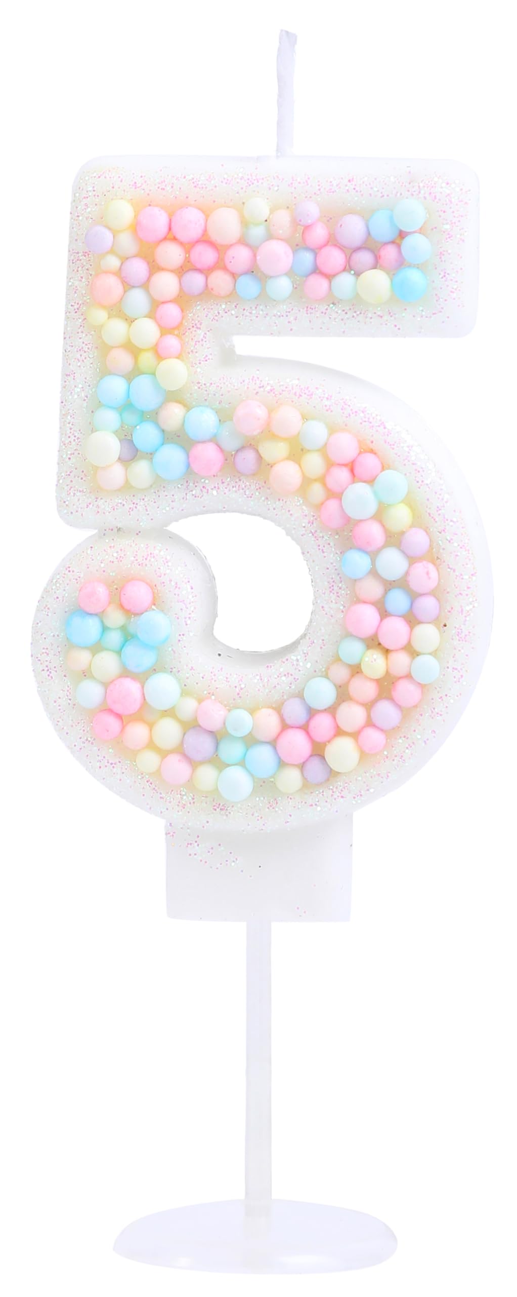 EAKE Number 5 Candle 3D Macaron Glitter 5 Candle for Cake Girl Women Sweet Theme 5th Birthday Wedding Anniversary Party Cake Dec