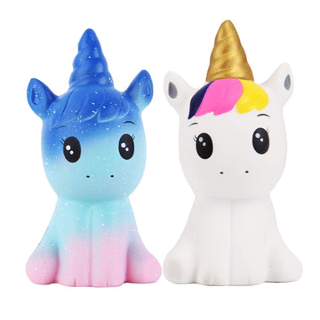 Anboor 4.9 Inches Squishies Unicorn Galaxy Kawaii Soft Slow Rising Scented Animal Squishies Stress Relief Kids Toys (Galaxy + Wh