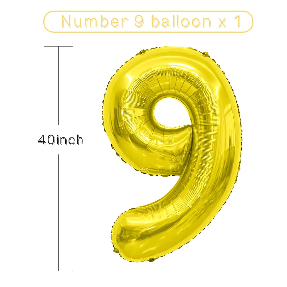 Number Balloon 40 Inch, Number Balloons Gold, Number 9 Balloon, Birthday Large Foil Gold Balloons, Birthday Party/Graduation/Ann