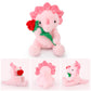 Valentine'S Day Gifts For Kids, Pink Dinosaur Stuffed Animal With Rose, Soft Triceratops Stuffed Toy For Girls, Fine Gifts For H