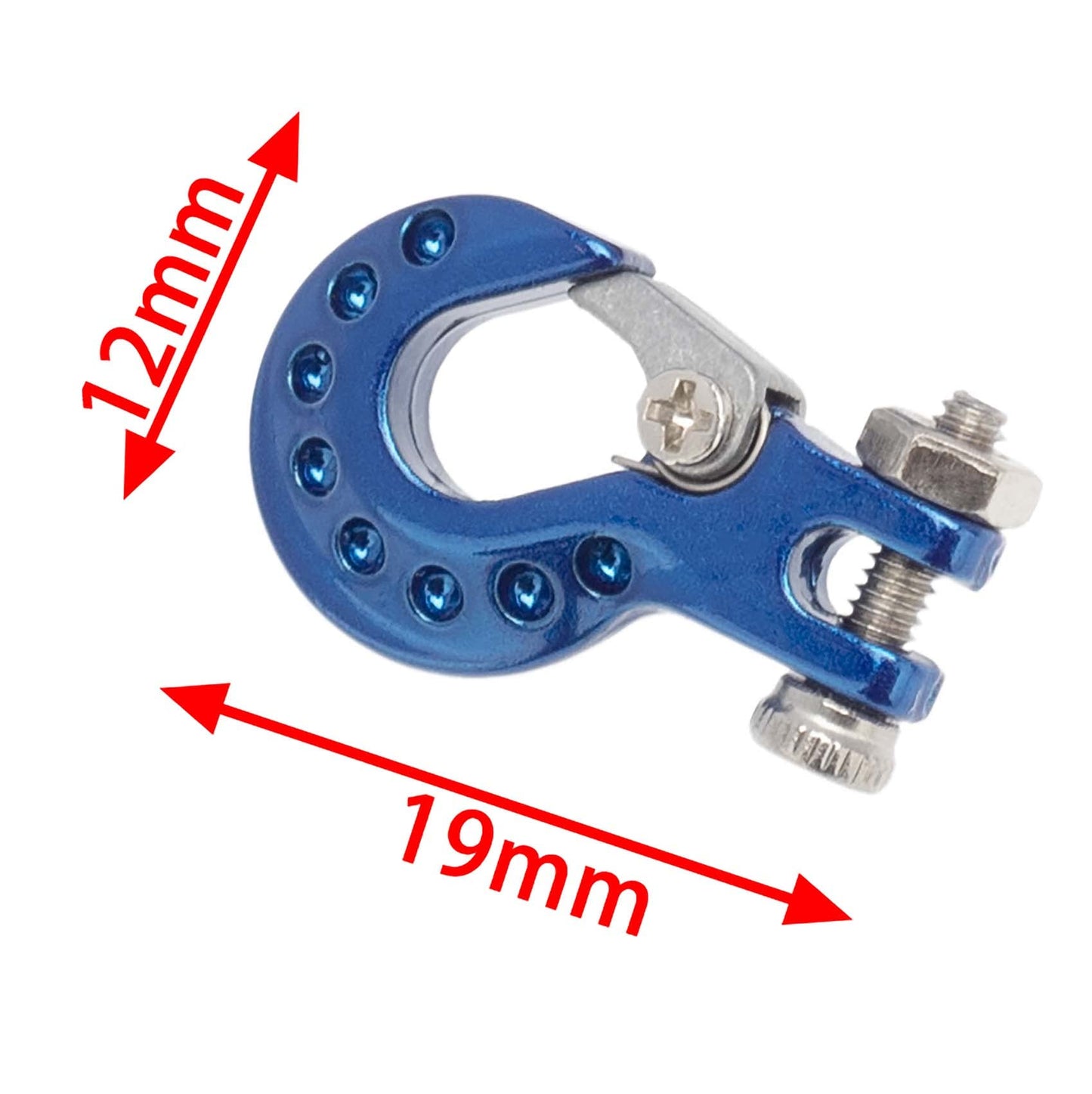 Lafeina Rc Crawler Winch Hooks, Metal Trailer Tow Hook For 1/10 Rc Car Scx10 Tamiya Cc01 D90 D110 Tf2 Trx4 Accessories (B, Blue)