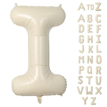 Biapian 40 Inch Letter I Balloons, Giant Cream I Foil Balloon, Big Single Alphabet A-Z Balloons, Beige Large Aluminum I Balloons