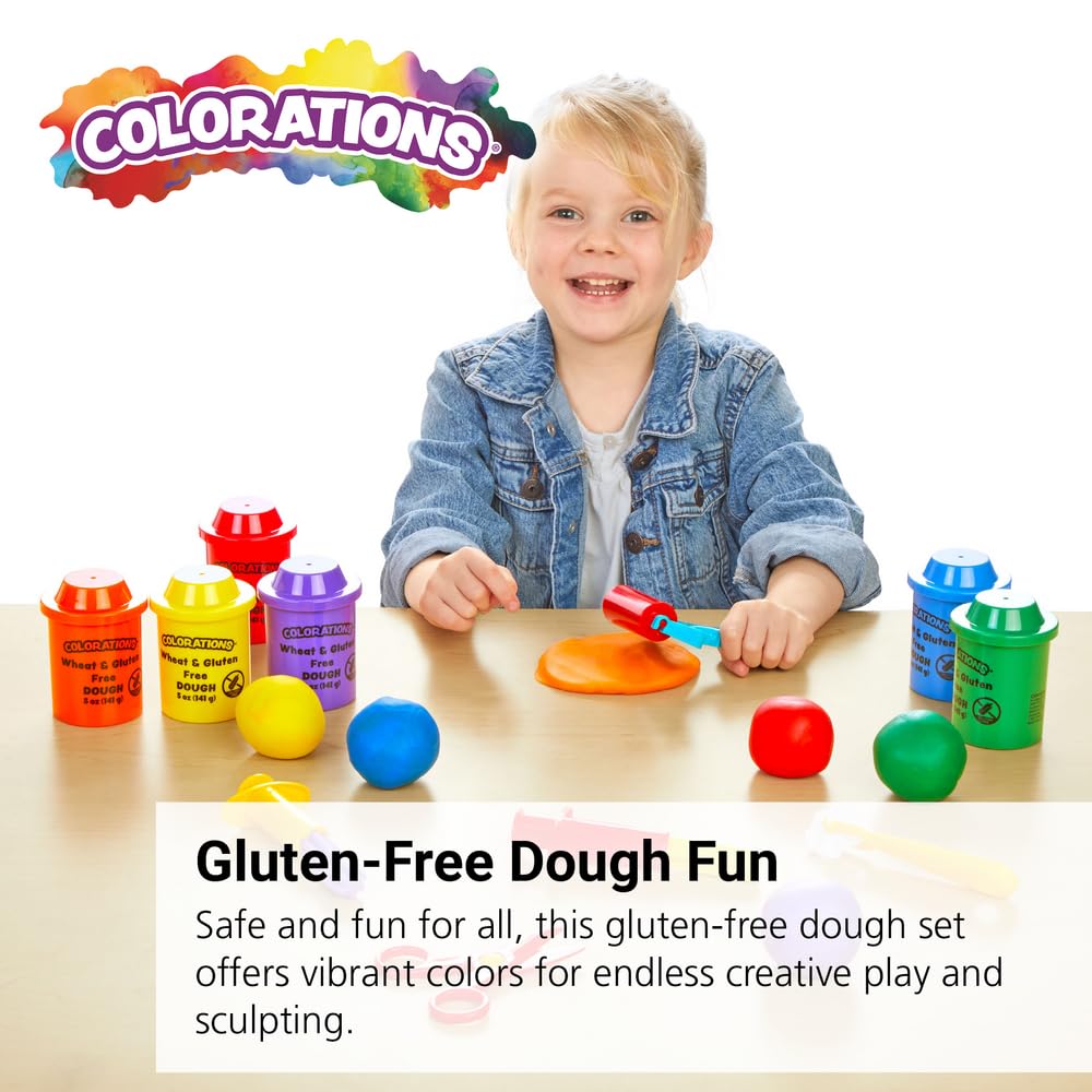 Colorations Wheat & Gluten Free Classic Dough - 6 Colors (5oz Each) | Non-Toxic, Play Dough, Bulk Set, Sensory Kit, Party Favors
