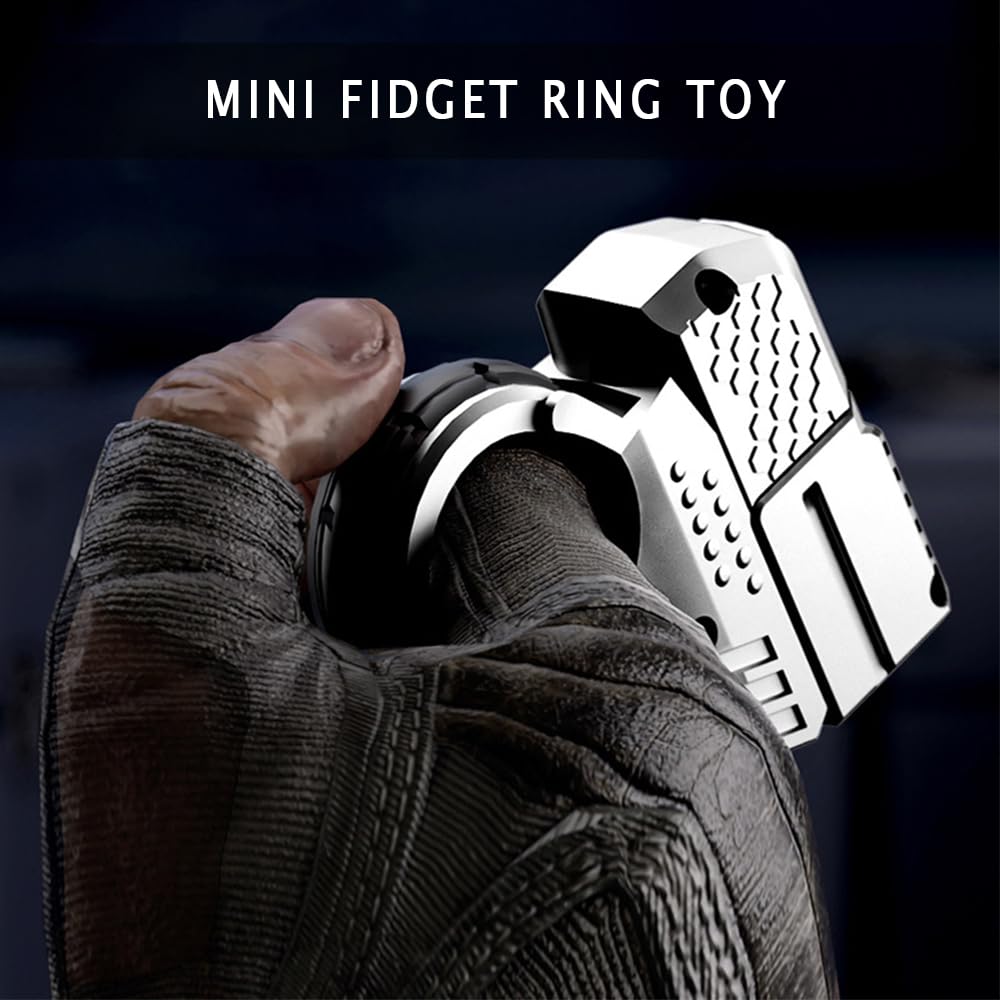 Metal Fidget Ring Fidget Toy Small Toy Fingertip Launcher for Adults, Fidget Toys Sensory Toys (Matt Black)
