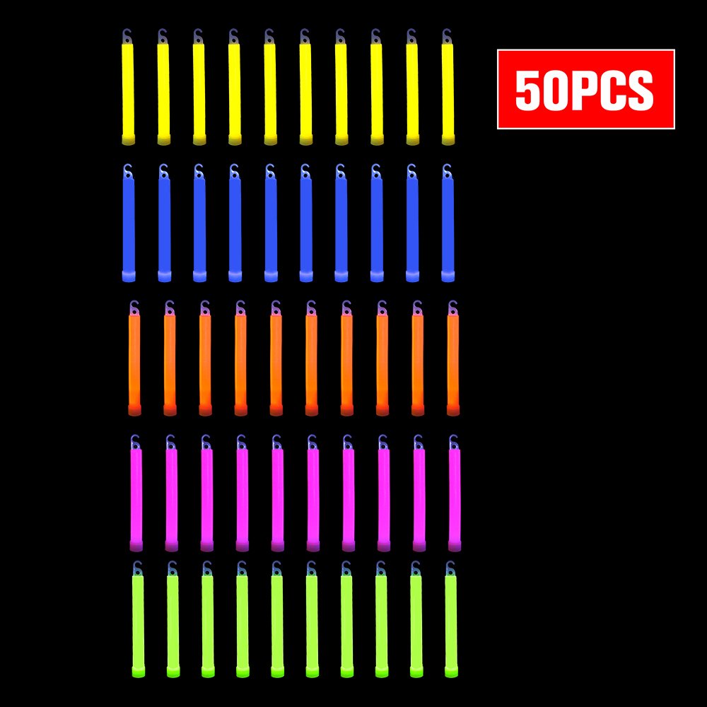 novelinks 50 Pcs 6'' enhanced Glow Sticks Bulk - Ultra Bright Large Glow Necklaces Bulk Light up Necklaces Bulk Glow in The Dark Necklaces  Emergency Glow Sticks  Long-lasting Lighting Waterproof