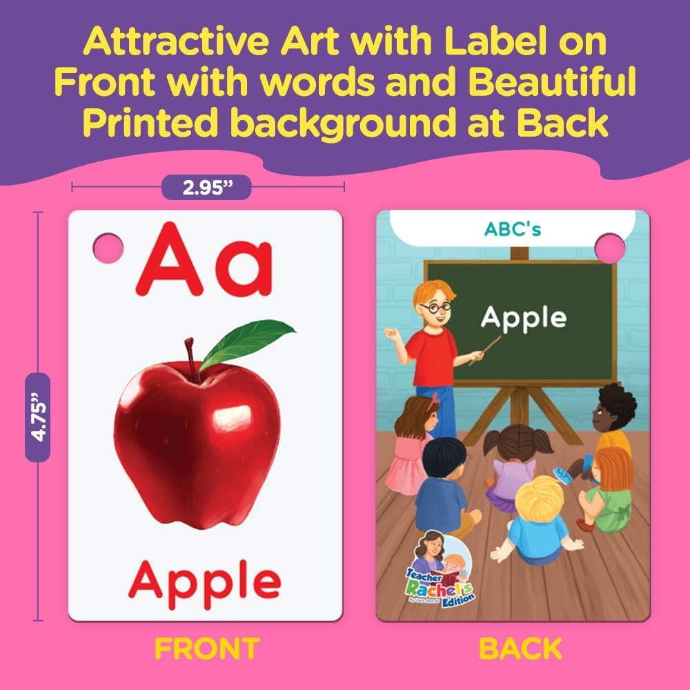 Teacher Rachel'S Flashcard Set - First Words, Alphabet, Colors, Shapes, And Numbers - Pre K-K Educational Pocket Flashcards For