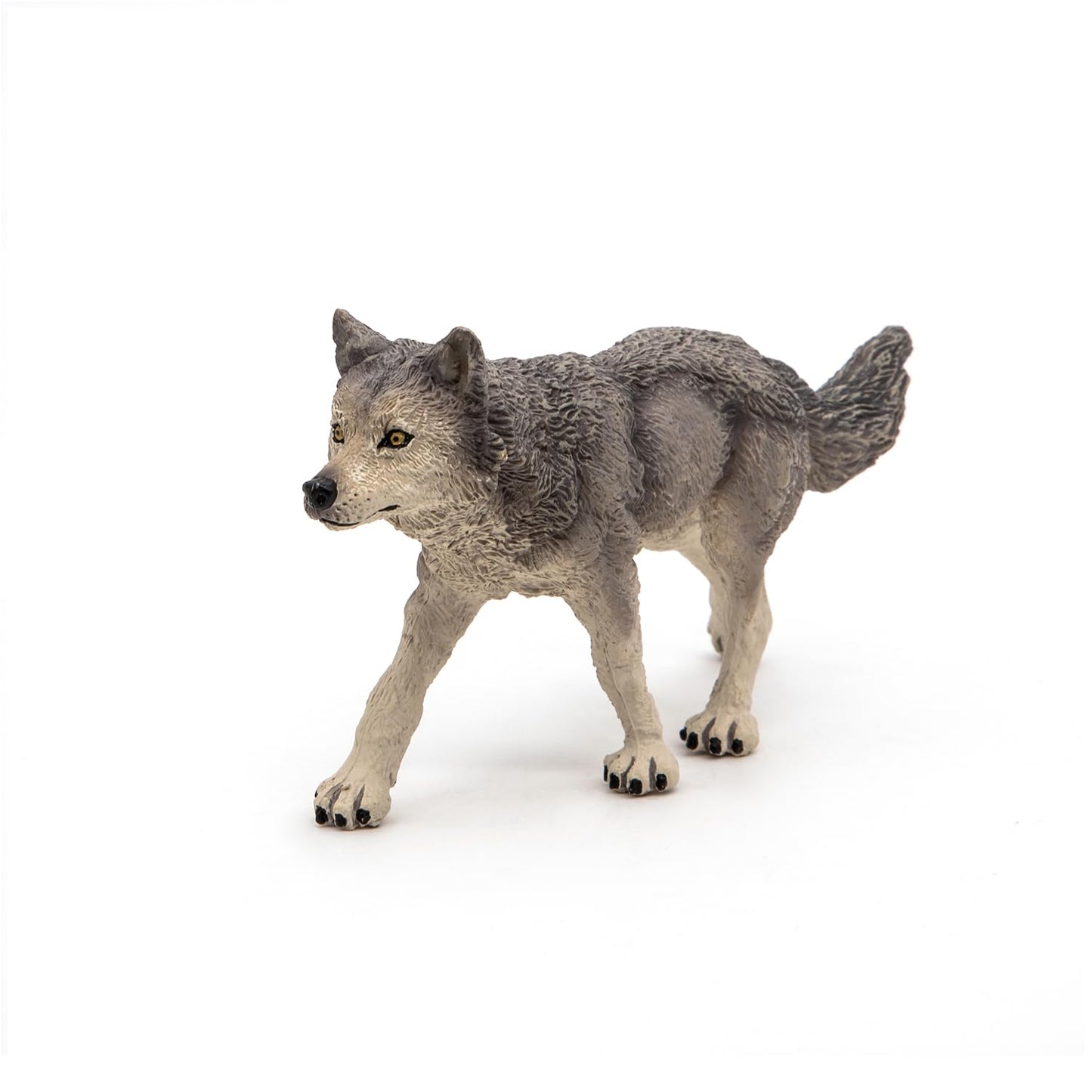 Papo Wild Animal Kingdom Grey Wolf Figurine, Hand-Painted, 6cm, Plastic, Multicolor, Model 53012, Collectible for Ages 3+