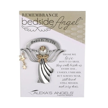 Always By My Side Angel Silver Tone 2 X 2.5 Metal Bedside Tabletop Figurine