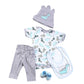 Reborn Baby Dolls Boy Clothes 22 Inch Gray Dinosaur Outfit Accessories 5 Pcs Sets Fit 20-22' Newborn Dolls Clothes