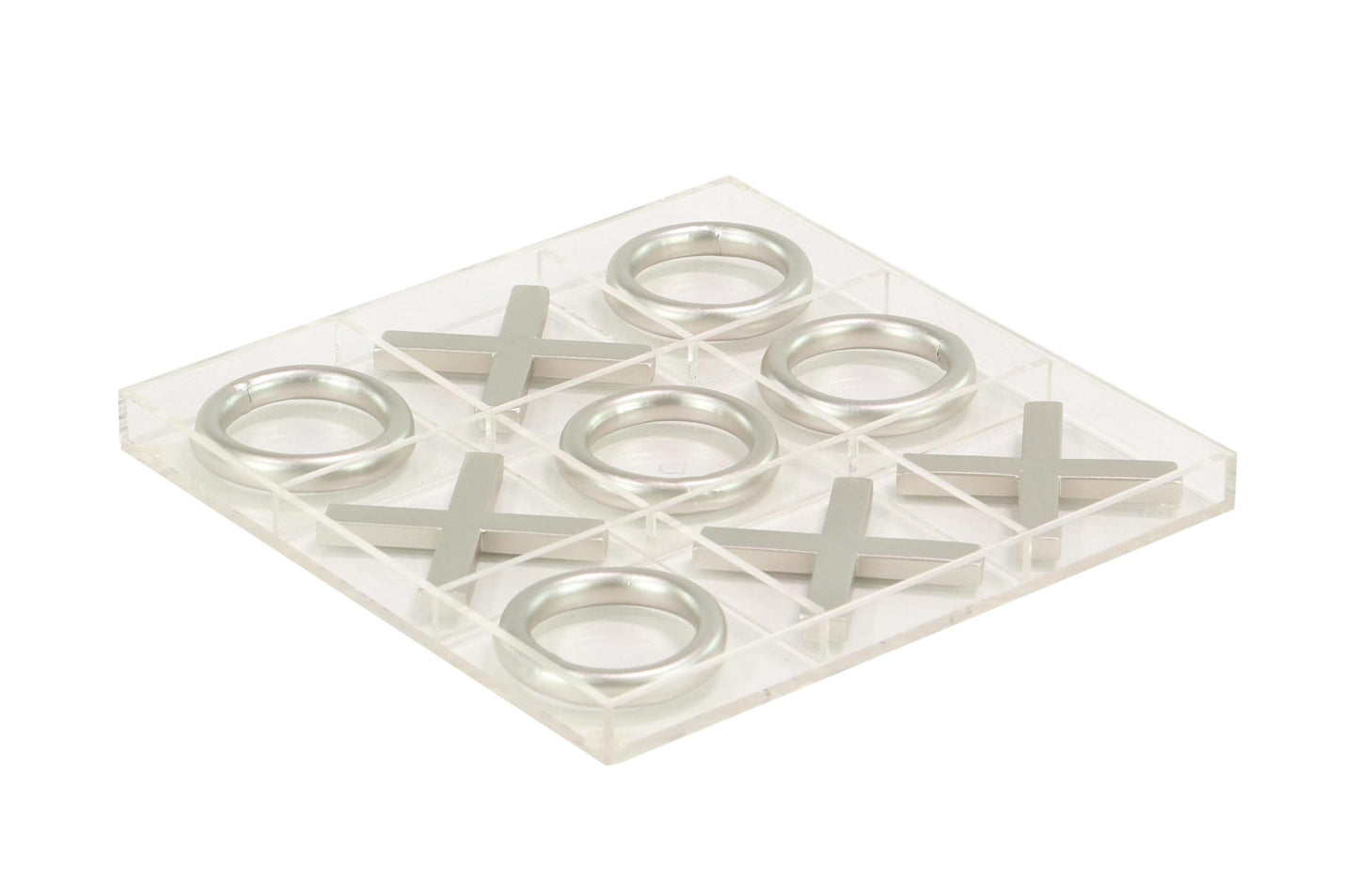 Deco 79 Metal Tic Tac Toe Game Set With Silver Pieces, 12' X 1' X 12', Silver