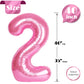 Pink 2 Balloon, Number Balloons 40 Inch, 2Nd Balloon Number Birthday Decorations, Second Two Birthday Party Supplies, Number 2 B