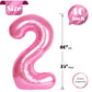 Pink Number 2 Balloon 40 Inch, 2 Balloon Number, 2Nd Birthday Decorations For Baby Girls Boys Toddlers
