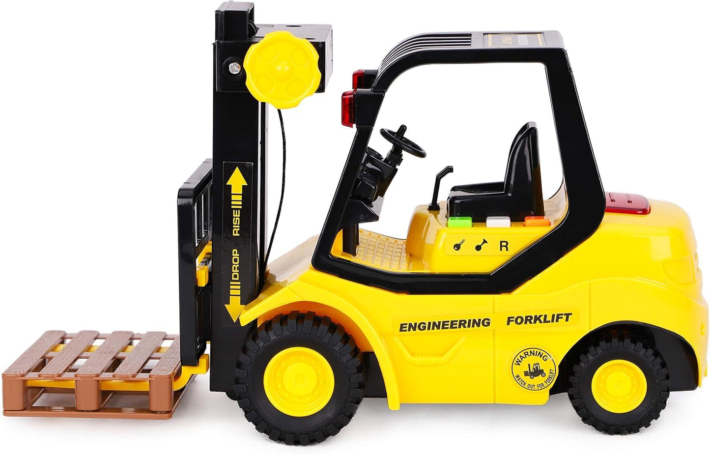 Toyland® Friction Powered Forklift Pallet Truck - 23cm, Yellow, 1:16 Scale, Lights & Sound, Ages 3+