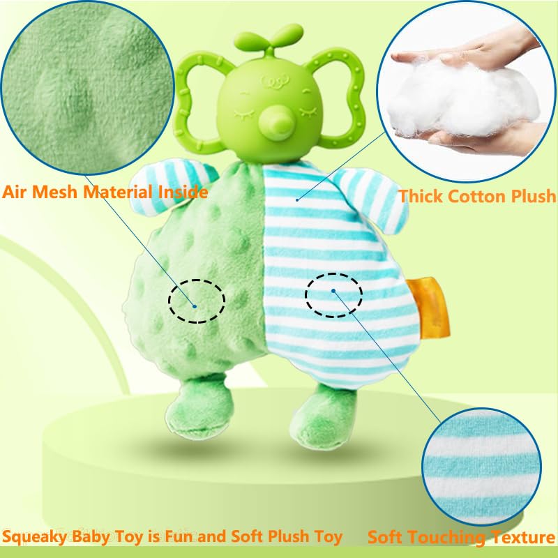 2 In 1 Baby Rattles & Plush Rings, Newborn Teething Toys For 0-3-6-12 Months,Infant Chew Toys,Baby Montessori Toy Plush Animal G