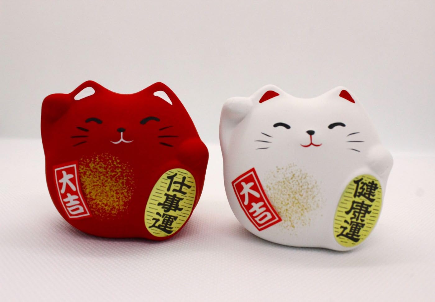 Edoya Maneki Neko Daruma (Set Of 6) Japanese Multicolor Good Luck Cat Figurine Charms Set (2.2X2.2 Inch)