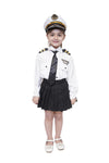 Kaku Fancy Dresses Pilot Costume for Kids Community Worker Fancy Dress Career Theme Events  Black/White, 34 YEARS, GIRL
