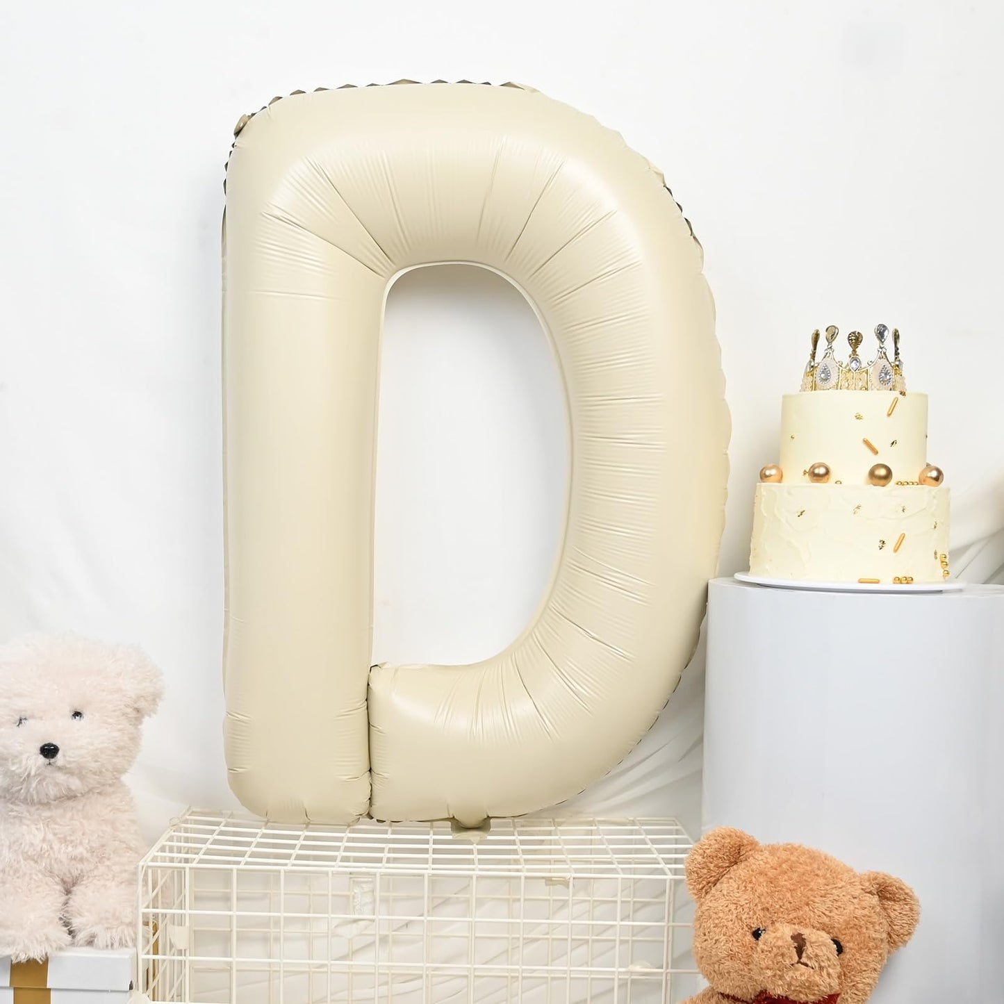 Letter Balloons Beige,40 Inch Letter C Balloons,A-Z Alphabet Name Foil Balloons,Big Single Cream Aluminum C Word Balloons Helium
