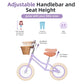 Aceger 12' Kids Balance Bike With Basket, No Pedal Toddler Bicycle For Early Learning Leg Strength And Steady Balancing, Durable Frame&Tool-Free Adjustable Seat, Gift Bike For 2-5 Kids