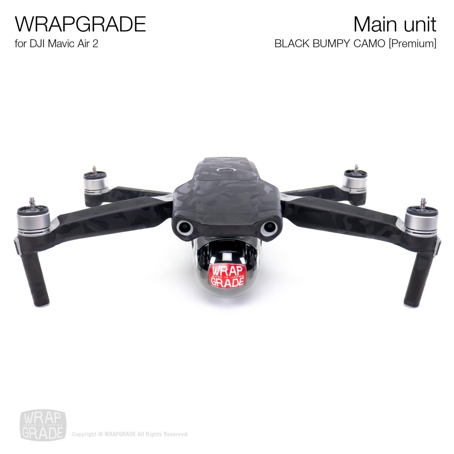 Wrapgrade Main Unit Skin Compatible With Dji Mavic Air 2 (Black Bumpy Camo)