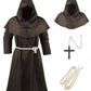 KNELOR Monk Cloak for Kids, Medieval Monk Hooded Robe Renaissance Priest Robe Cloak Halloween Cosplay Costume
