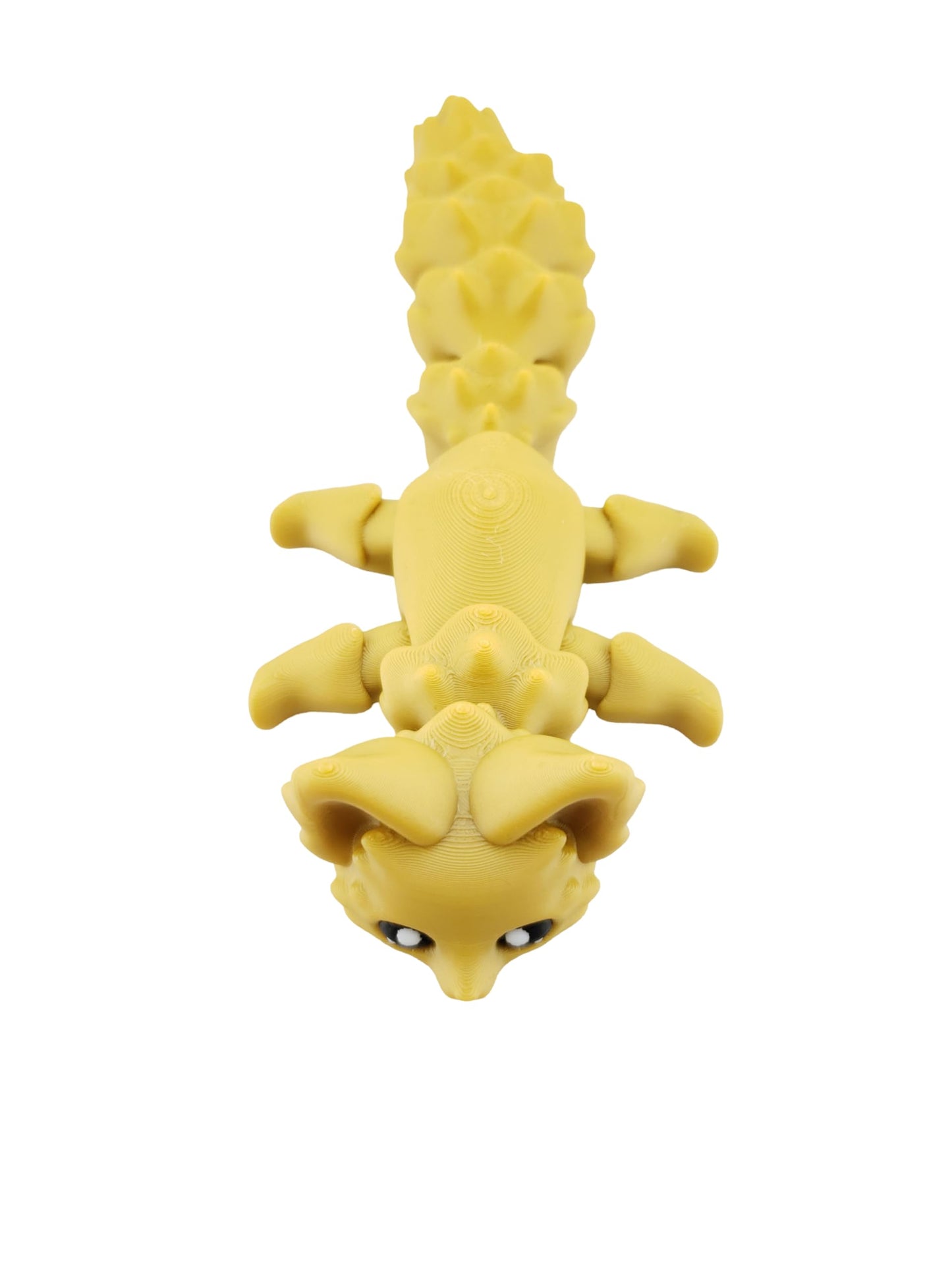 Cute Fox Desk Buddy, Articulated 3D Printed Fidget, 7.5 Inches, Authorized Seller (Gold)