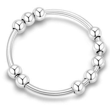 Cieltear Sterling Silver Anxiety Ring For Women Fidget Rings For Women Anxiety Ring With Beads Stress Relief Gifts Spinning Ring