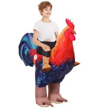 Comin Inflatable Chicken Costume Kids Ride-On Rooster Costume Blow Up Suit Funny Fancy Dress Cosplay Halloween Costume For Boys