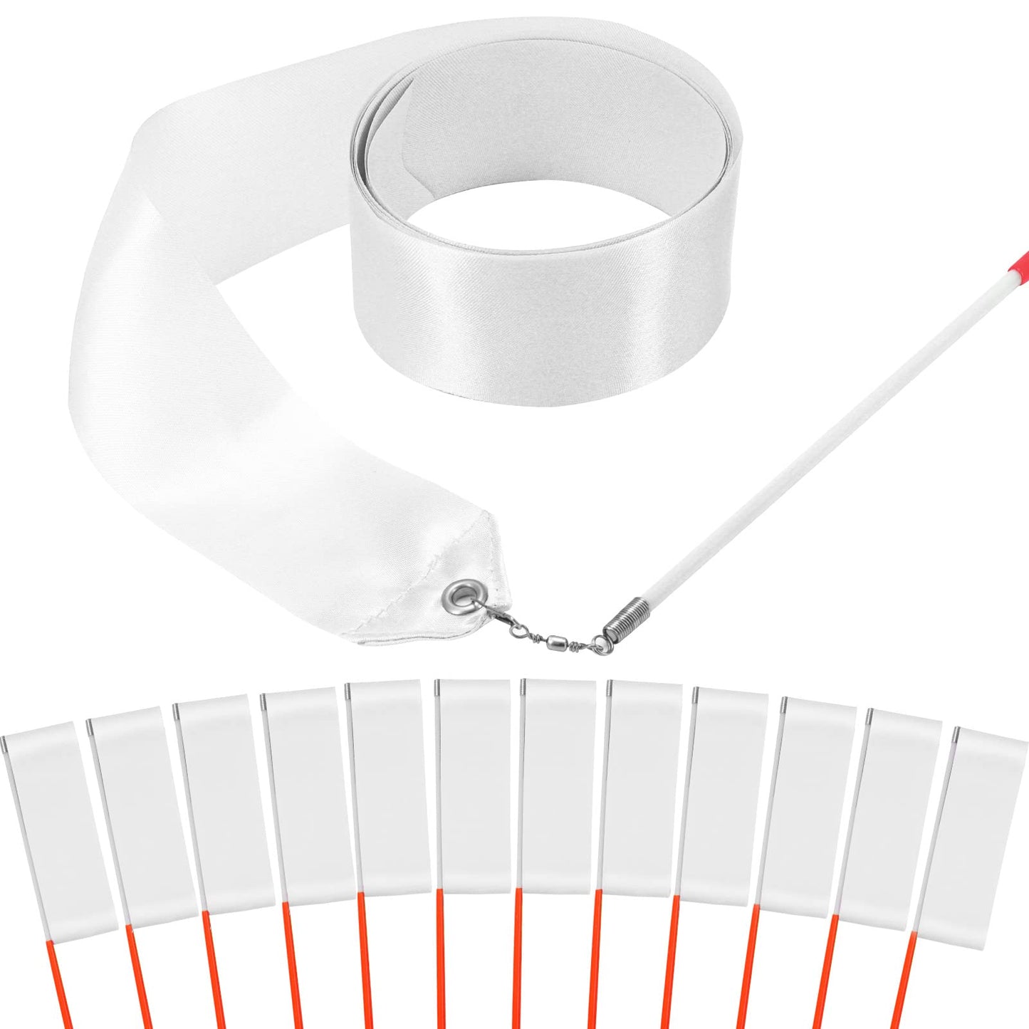 Hiunicorn 12Pcs White Dance Ribbons For 4Th Of July Accessories, Praise Dance Streamers Ribbon Dancer Wands For Party Favors Kids Gymnastics Ballerina Birthday Party Decoration